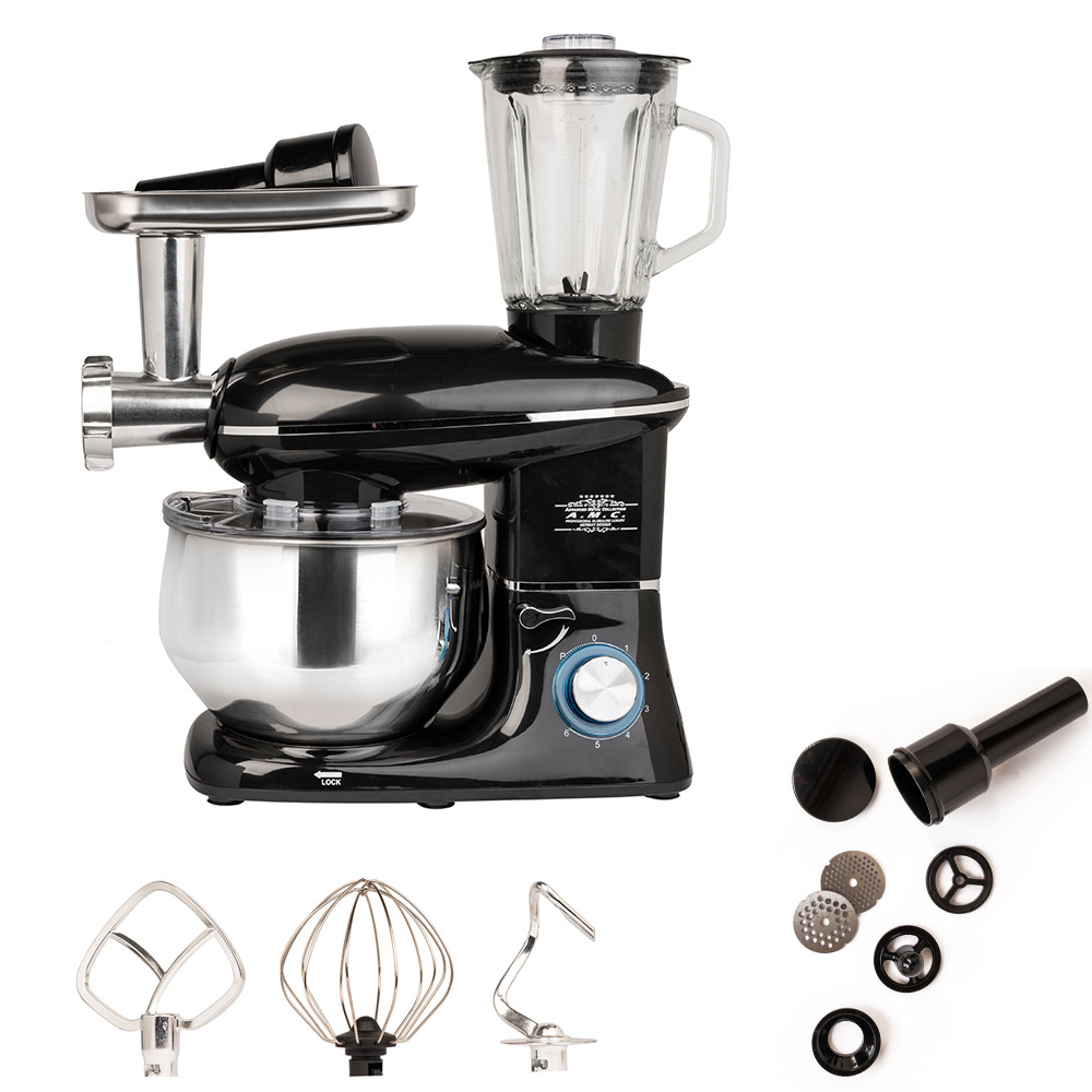 Robot da cucina tripla funzione planetaria, tritacarne frullatore da 2120w nero.