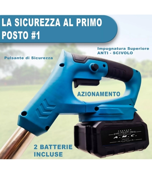 Decespugliatore a Batteria Tagliabordi Testata Regolabile e Maniglia Telescopica