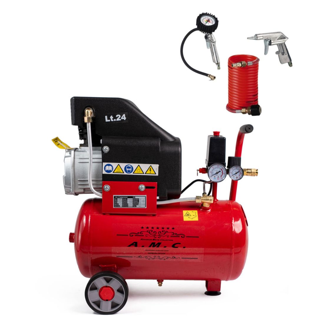 Compressore ad aria 25lt 8 bar elettrico coassiale 2 Hp salvaspazio