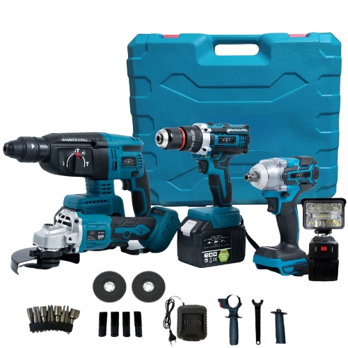 Kit 5 in 1 Avvitatore + Avvitatore a Impulsi + Smerigliatrice + Tassellatore+Led