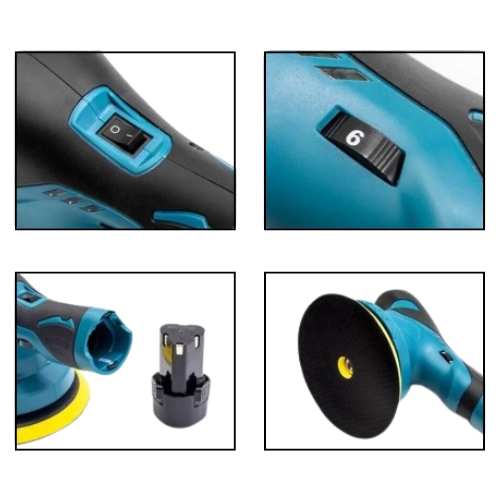 Lucidatrice per Auto a Batteria 6 Pollici 6 Velocita' Variabili 2 Batterie
