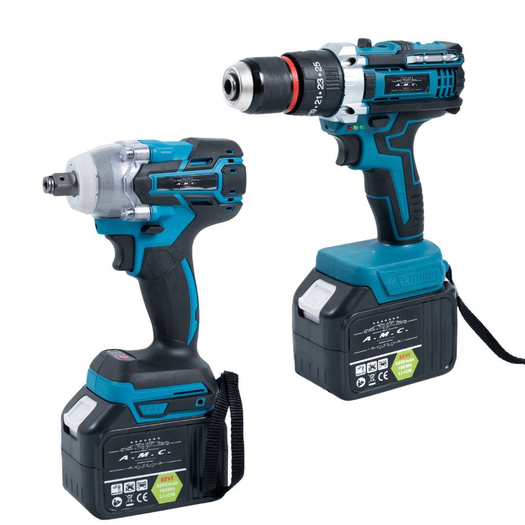 Kit 5 in 1 Avvitatore + Avvitatore a Impulsi + Smerigliatrice + Tassellatore+Led