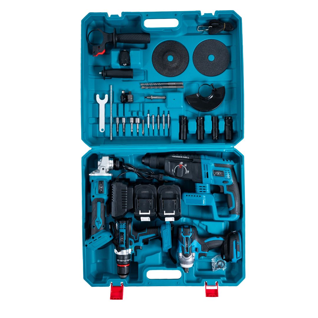 Kit 5 in 1 Avvitatore + Avvitatore a Impulsi + Smerigliatrice + Tassellatore+Led