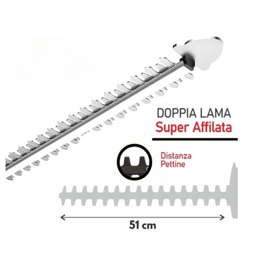 Tagliasiepi a Batteria Professionale Lunghezza Lama 50 cm Tosasiepi 2 Batterie
