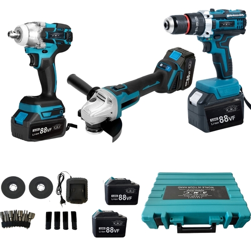 Kit professionale 3 in 1 avvitatore + avvitatore a impulsi + smerigliatrice 88v.