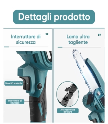 Kit Asta Forbice da Potatura 40mm Motosega 8 Pollici asta Telescopica + Luce Led