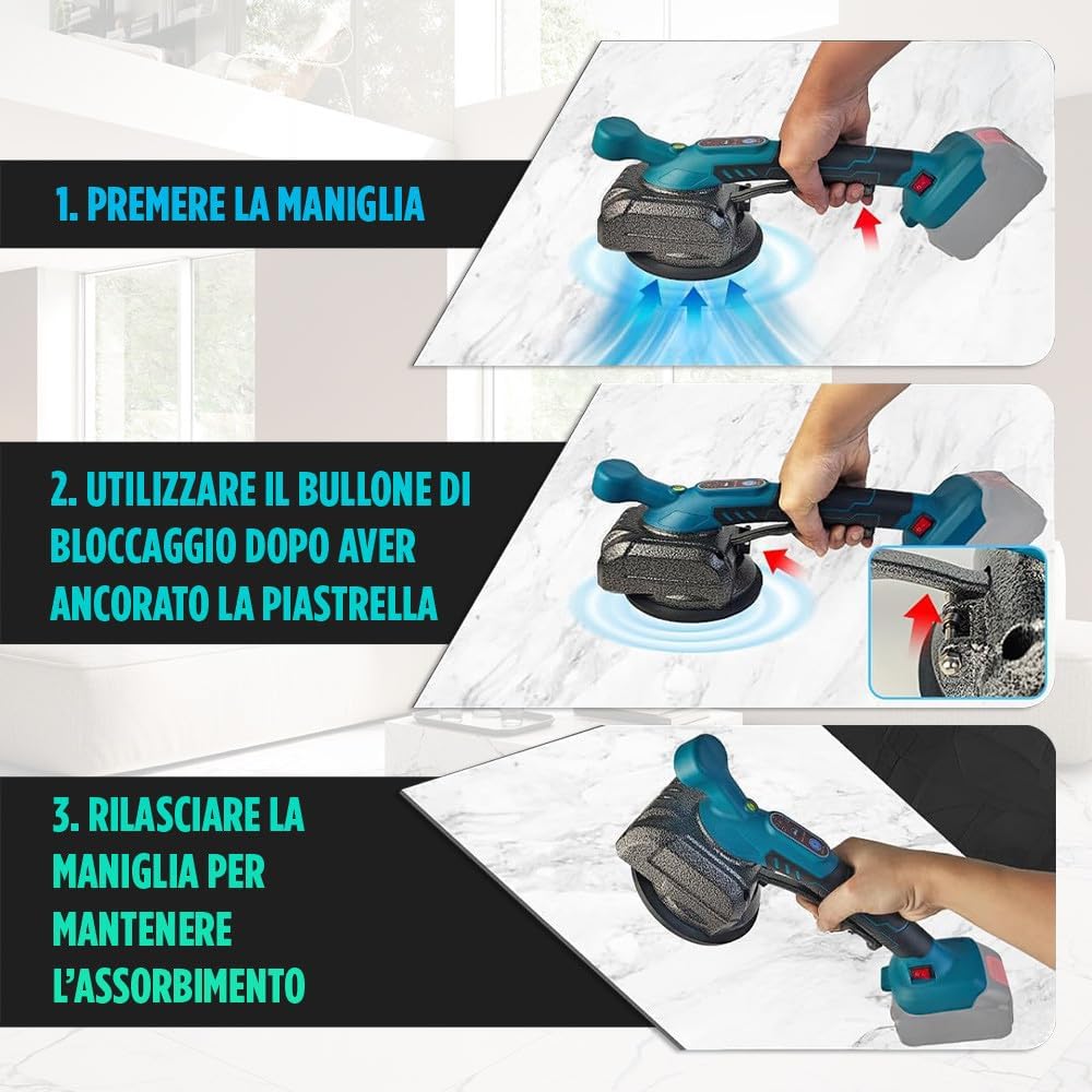 Ventosa Vibrante a Batteria per Pavimenti Piastrellatrice Livellatrice 