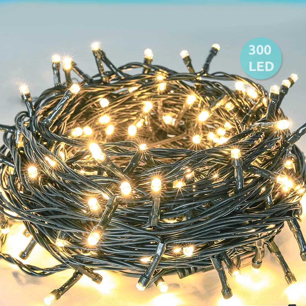 Luci natalizie 300led bianco caldo con controller animazioni uso interno esterno