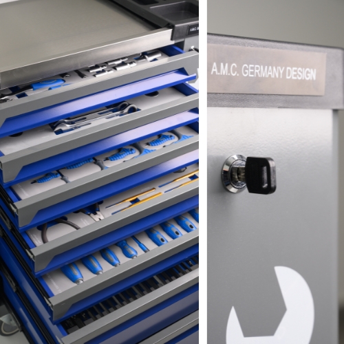 Carrello porta attrezzi con ruote completo di utensili 7 cassetti 256 pezzi