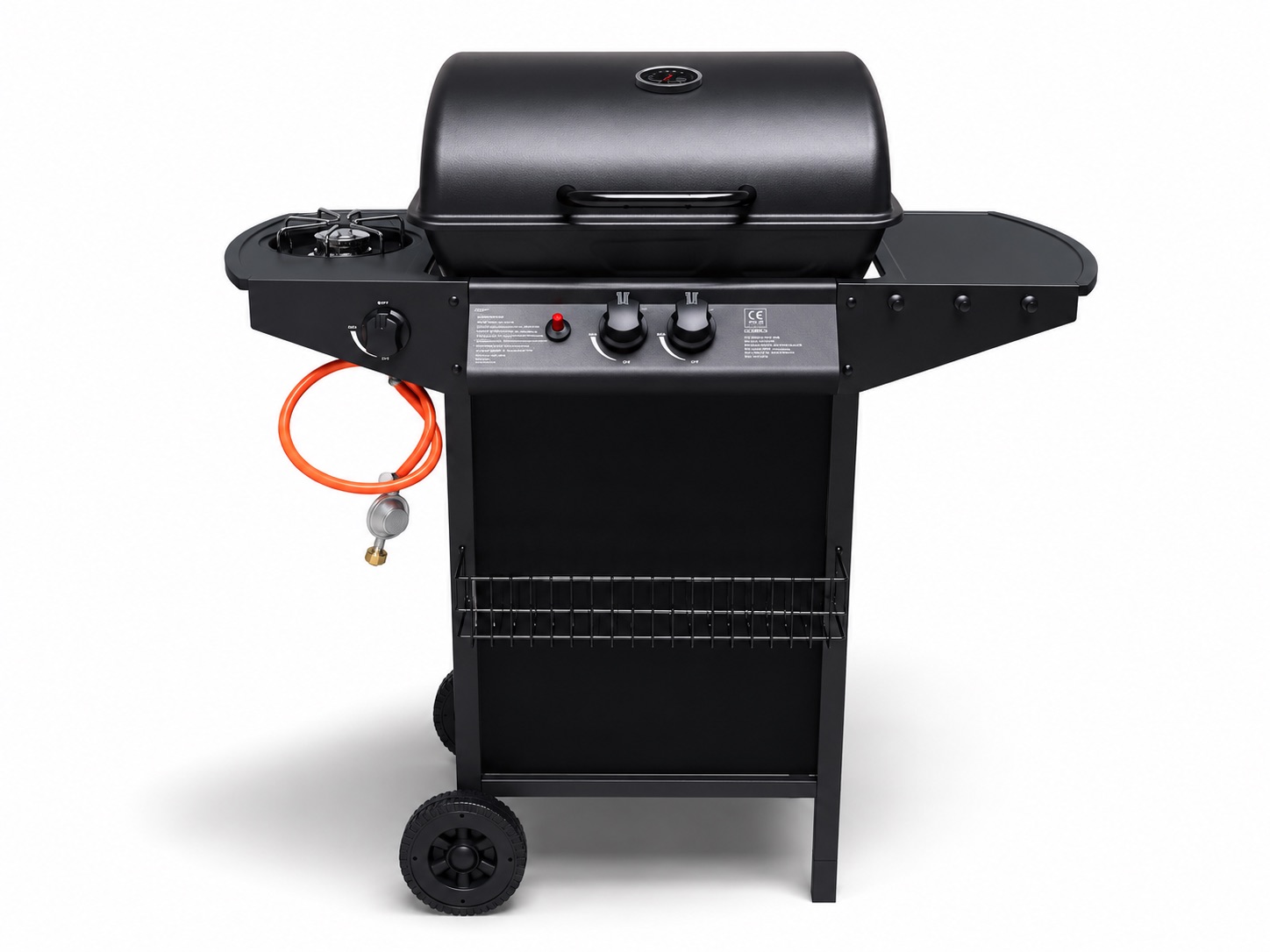 Barbecue A Gas Termometro Grill Pietra Portatile Con Fornello Laterale Ruote 
