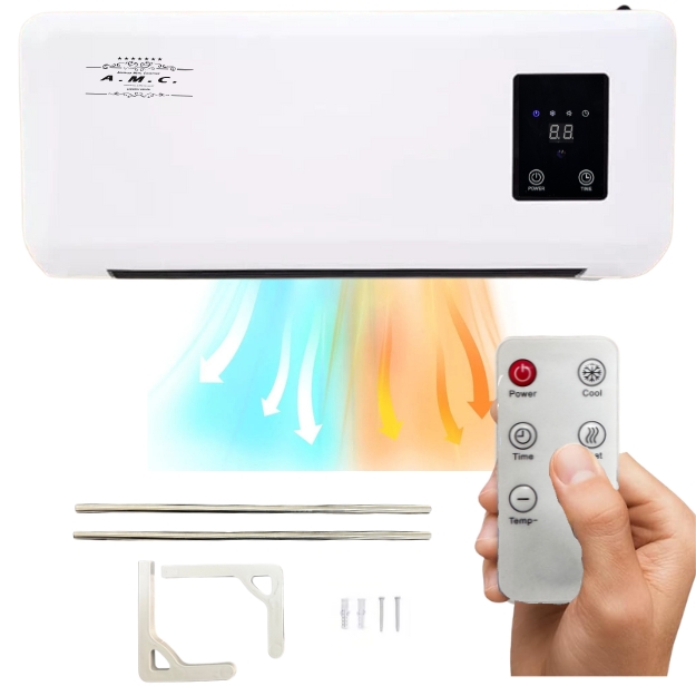 Stufa elettrica da parete basso consumo caldo/freddo termoconvettore max 2000w.