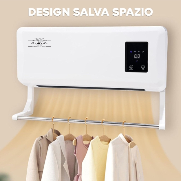 Stufa Elettrica da Parete Basso Consumo Caldo/Freddo Termoconvettore Max 2000W