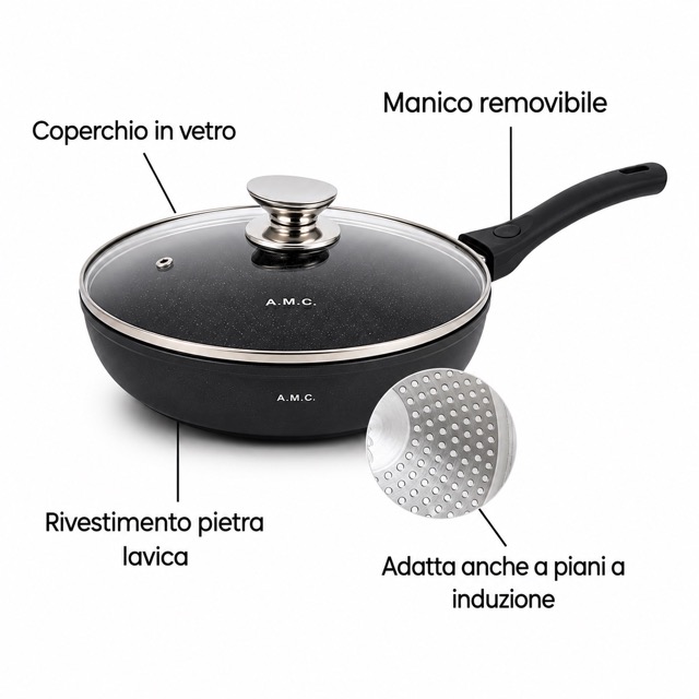 Set di Pentole 23 Pezzi Antiaderenti Pentole e Padelle con Manici Rimovibili