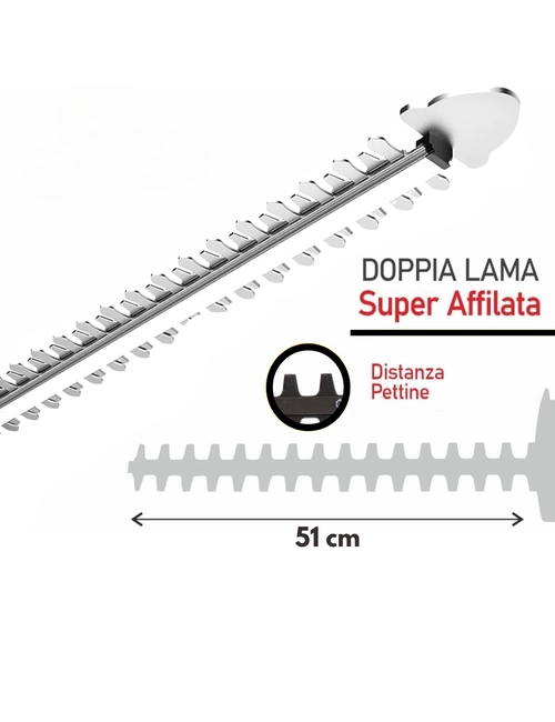 Tagliasiepi a Batteria Professionale Lunghezza Lama 51 cm Tosasiepi 2 Batterie