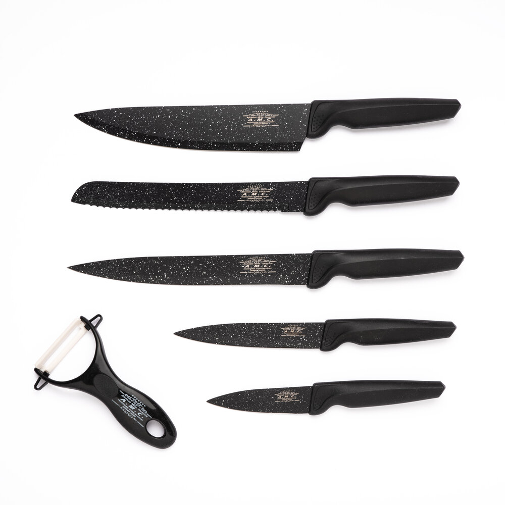 Set 5 coltelli in pietra con ceppo disponibile in vari colori a 12,99 €  (81% di sconto)