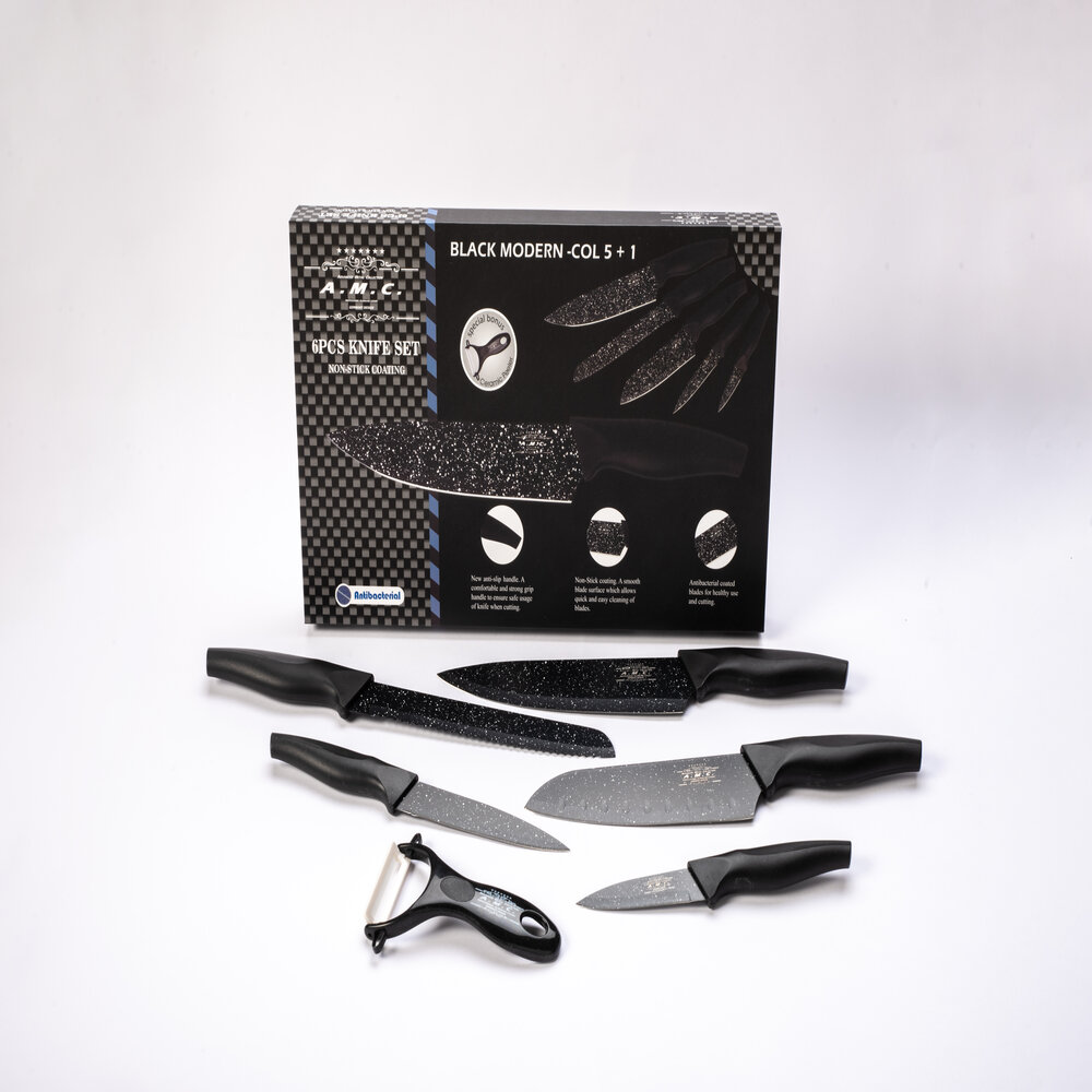 Set di coltelli piu' pelapatate colore pietra 6 pezzi di alta qualita'