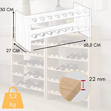 Cantinetta componibile portabottiglie vino in legno di pino naturale