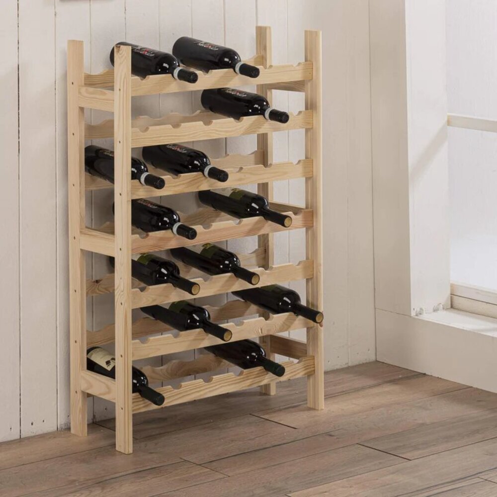 Cantinetta componibile portabottiglie vino in legno di pino naturale.