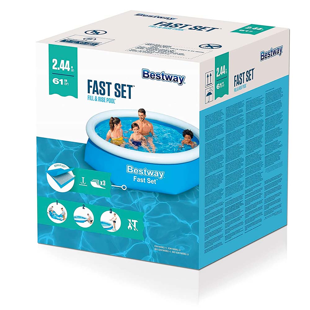 Piscina tonda automontante bestway fast set 57448, 3 strati duraplus, 244x61 cm
