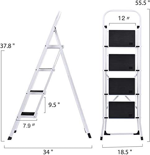 Scala scaletta pieghevole salvaspazio con gradini antiscivolo in accia