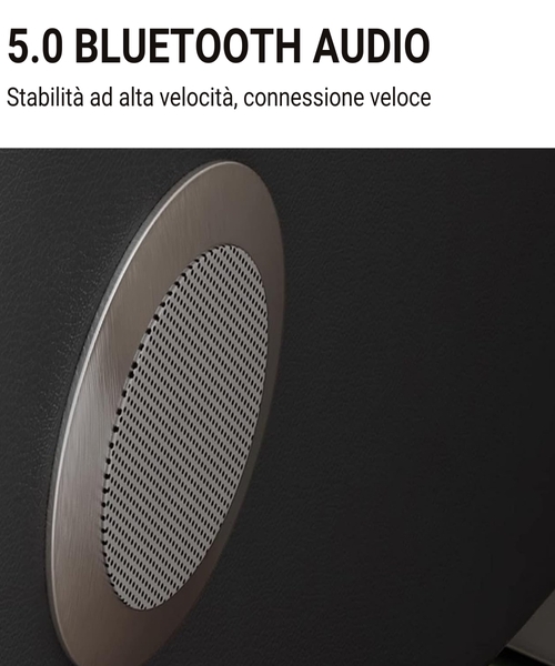 Comodino Intelligente con Ricarica Wireless e USB, Altoparlante Bluetooth, Led 