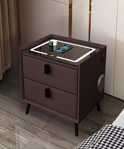 Comodino intelligente con ricarica wireless e usb, altoparlante bluetooth, led .