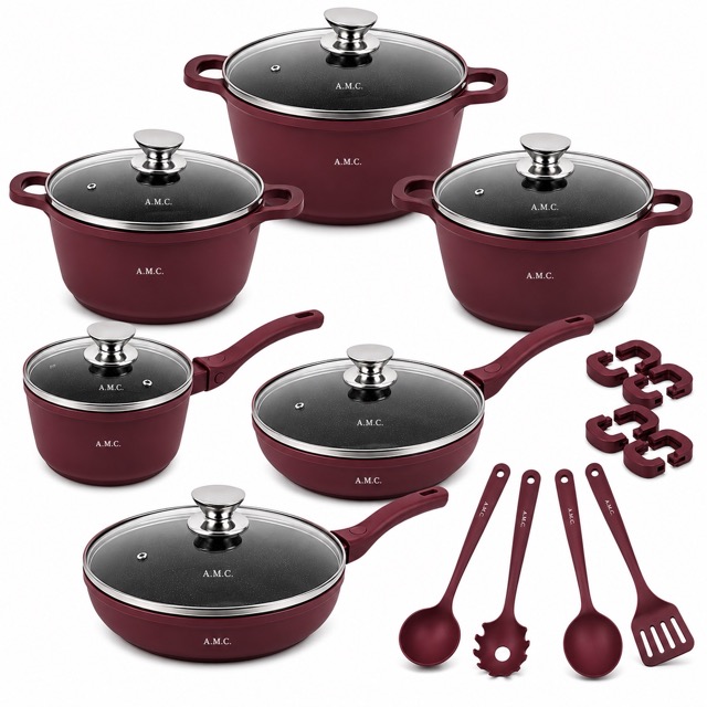 Set di pentole 23 pezzi antiaderenti pentole e padelle con manici rimovibili.