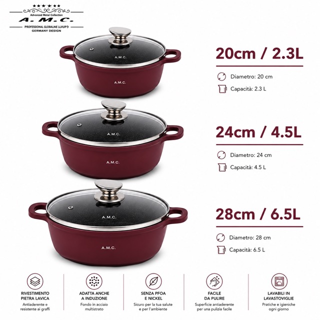 Set di Pentole 22 Pezzi Antiaderenti con Bistecchiera Batteria di Pentole 
