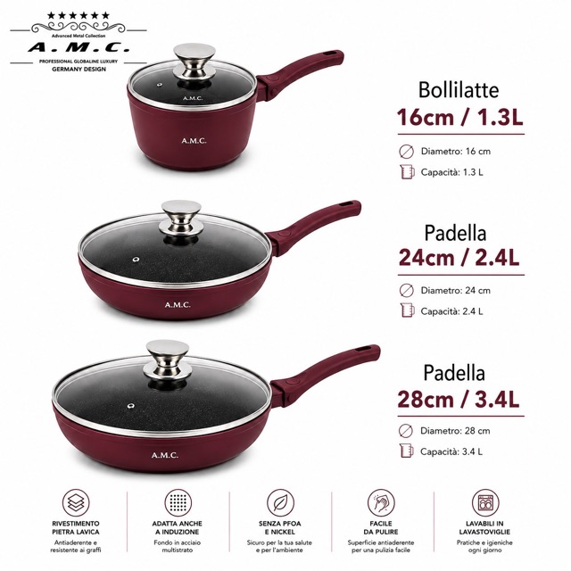 Set di Pentole 22 Pezzi Antiaderenti con Bistecchiera Batteria di Pentole 