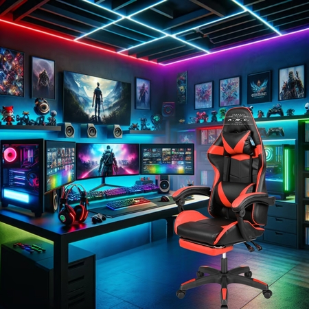 Sedia da Gaming Reclinabile, Poltrona Ufficio girevole, con rotelle ergonomica