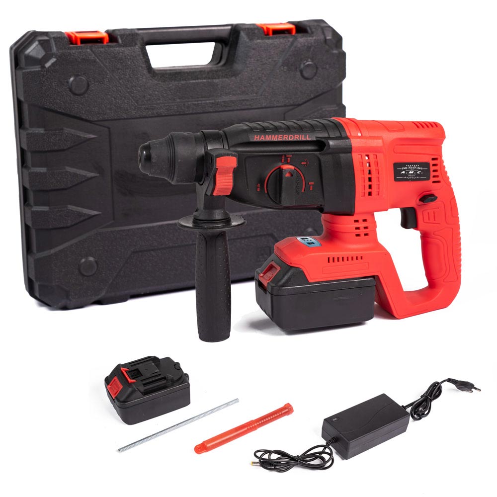 Trapano a percussione a batteria 2Ah valigetta e impugnatura ergonomica inclusa 