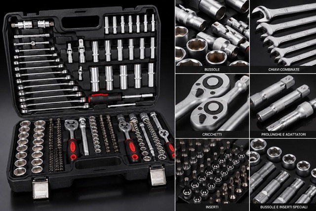 Set Valigetta Attrezzi 216 Pezzi Kit Chiavi a Bussola, Chiavi a Cricchetto