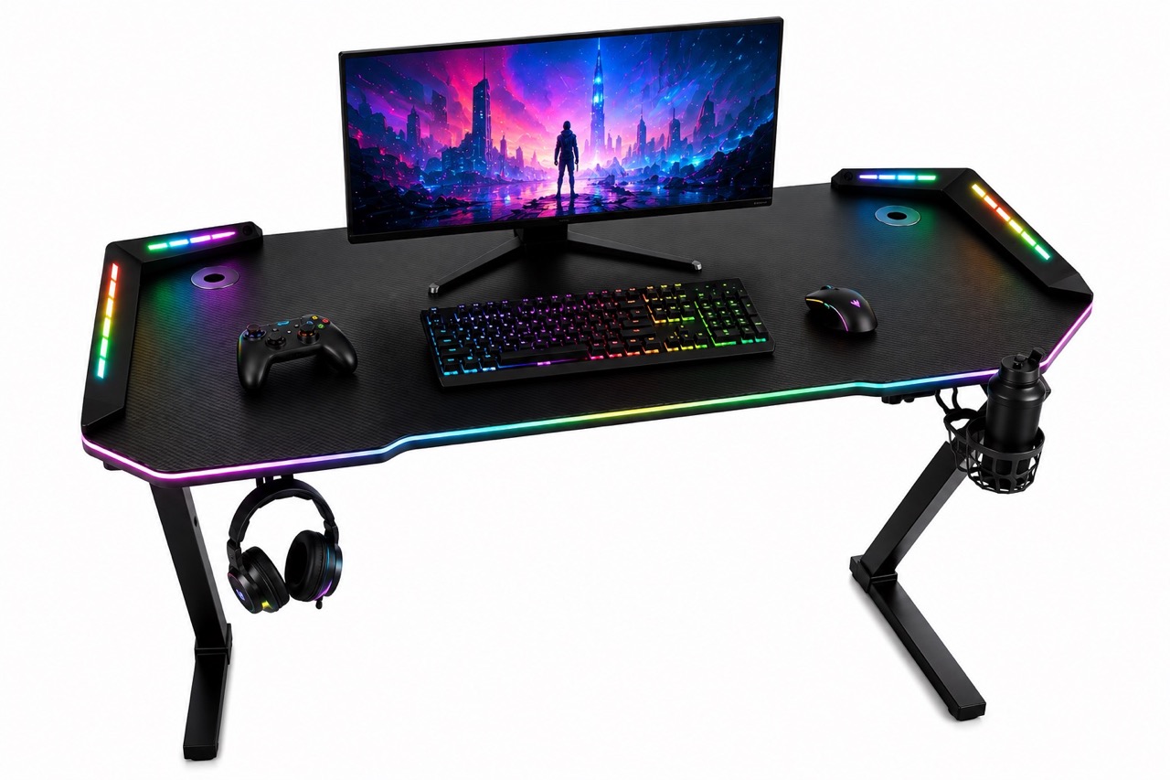 Scrivania Gaming con LED RGB Multicolore 120 x 60 cm Tavolo PC