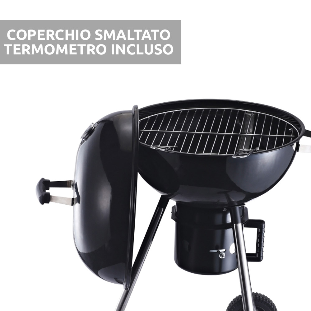 Barbecue sferico a carbone sandrigarden 57cm diametro con termometro e valvola