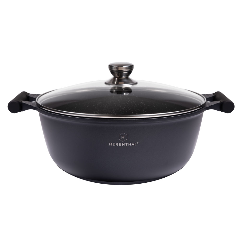 Casseruola da 38 cm in alluminio pressofuso con coperchio in vetro temperato