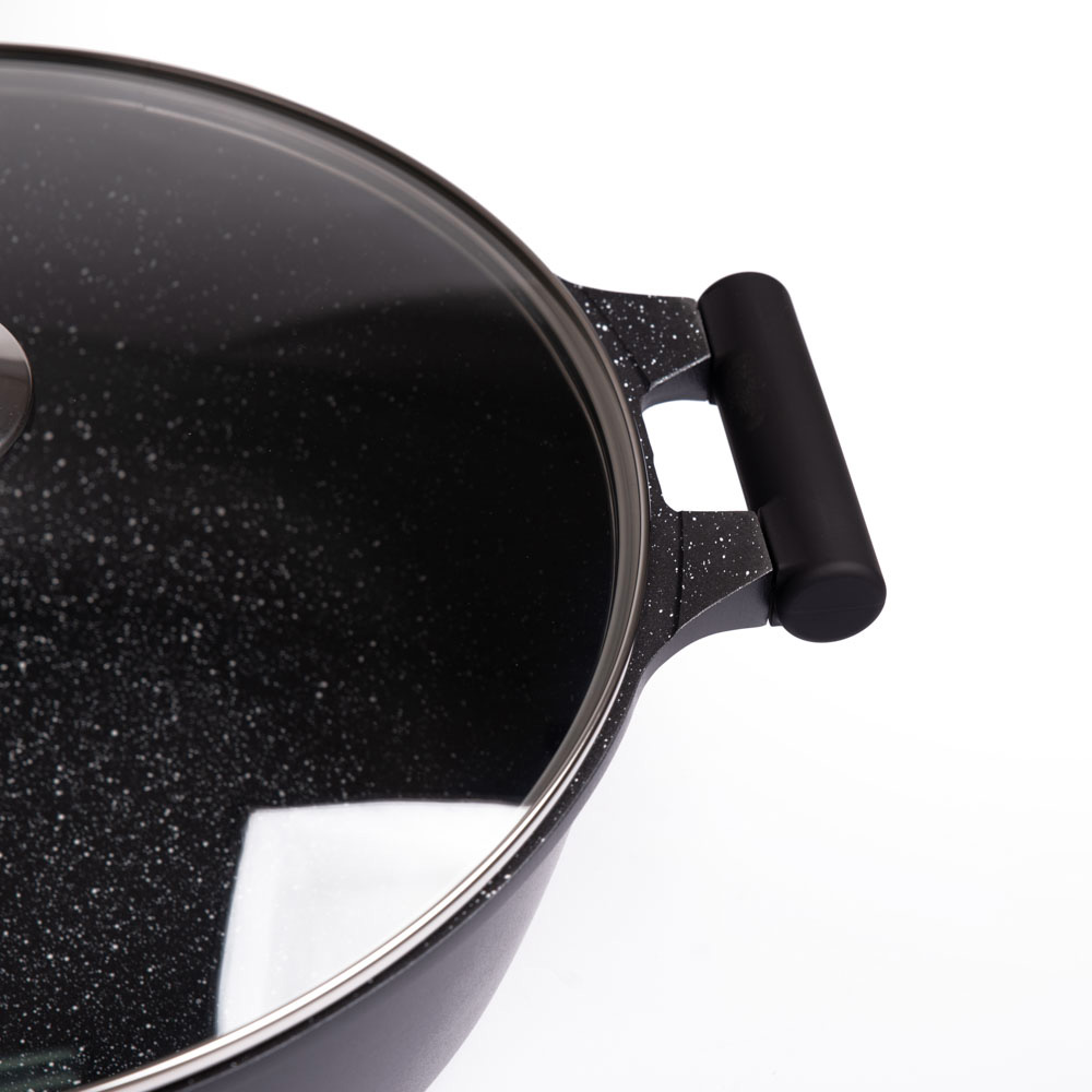 Casseruola da 38 cm in alluminio pressofuso con coperchio in vetro temperato