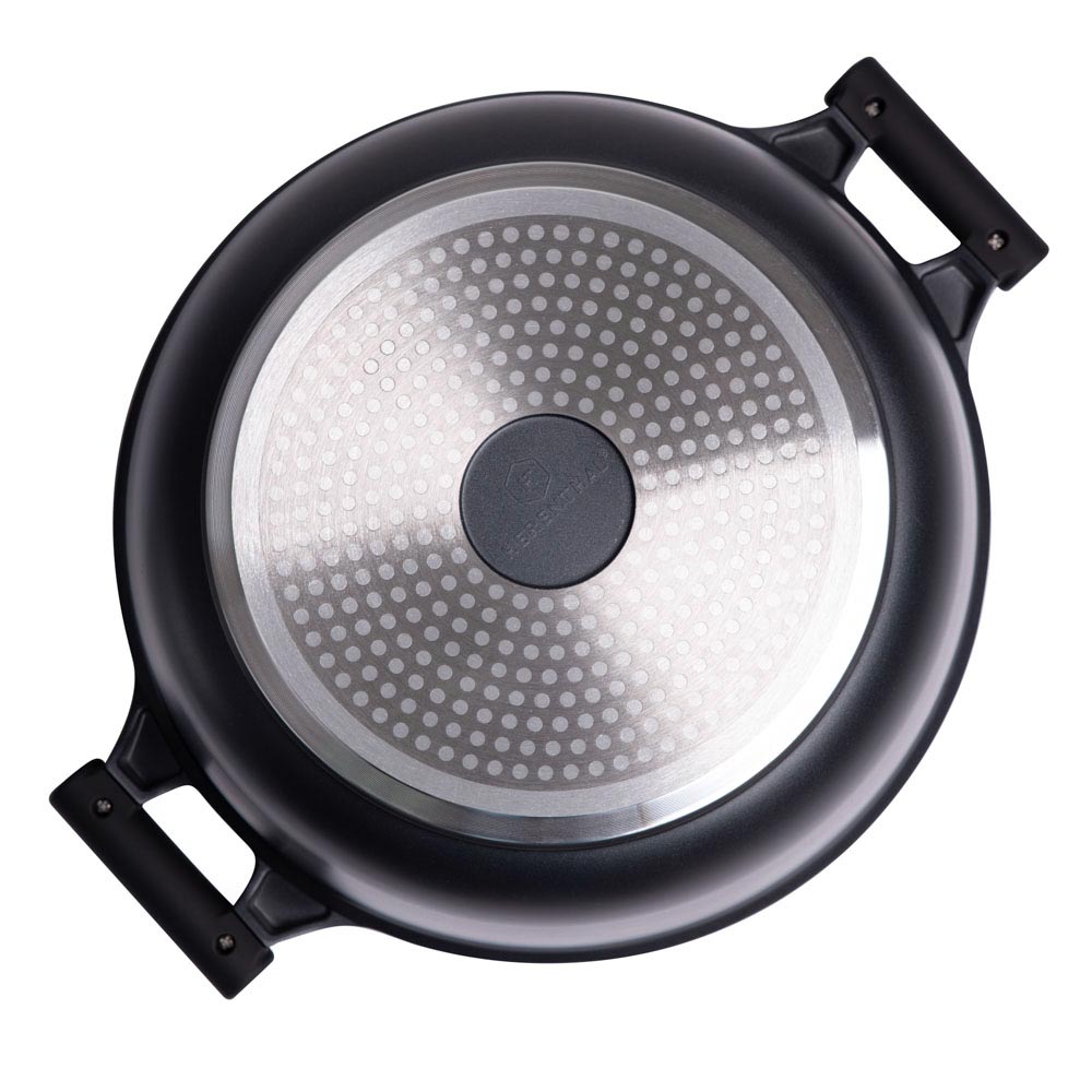 Casseruola da 38 cm in alluminio pressofuso con coperchio in vetro temperato