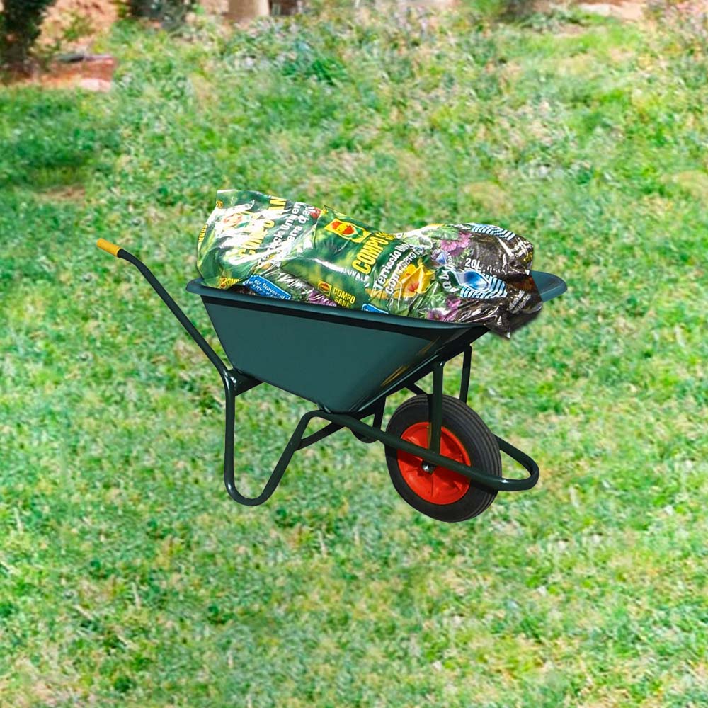 Carriola 100 litri con ruota pneumatica manici ergonomici e struttura robusta