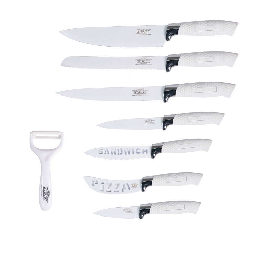 Set di coltelli piu' pelapatate colore bianco 8 pezzi di alta qualita'