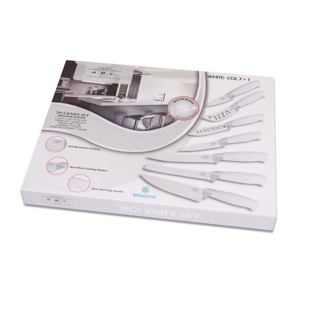Set di coltelli piu' pelapatate colore bianco 8 pezzi di alta qualita'