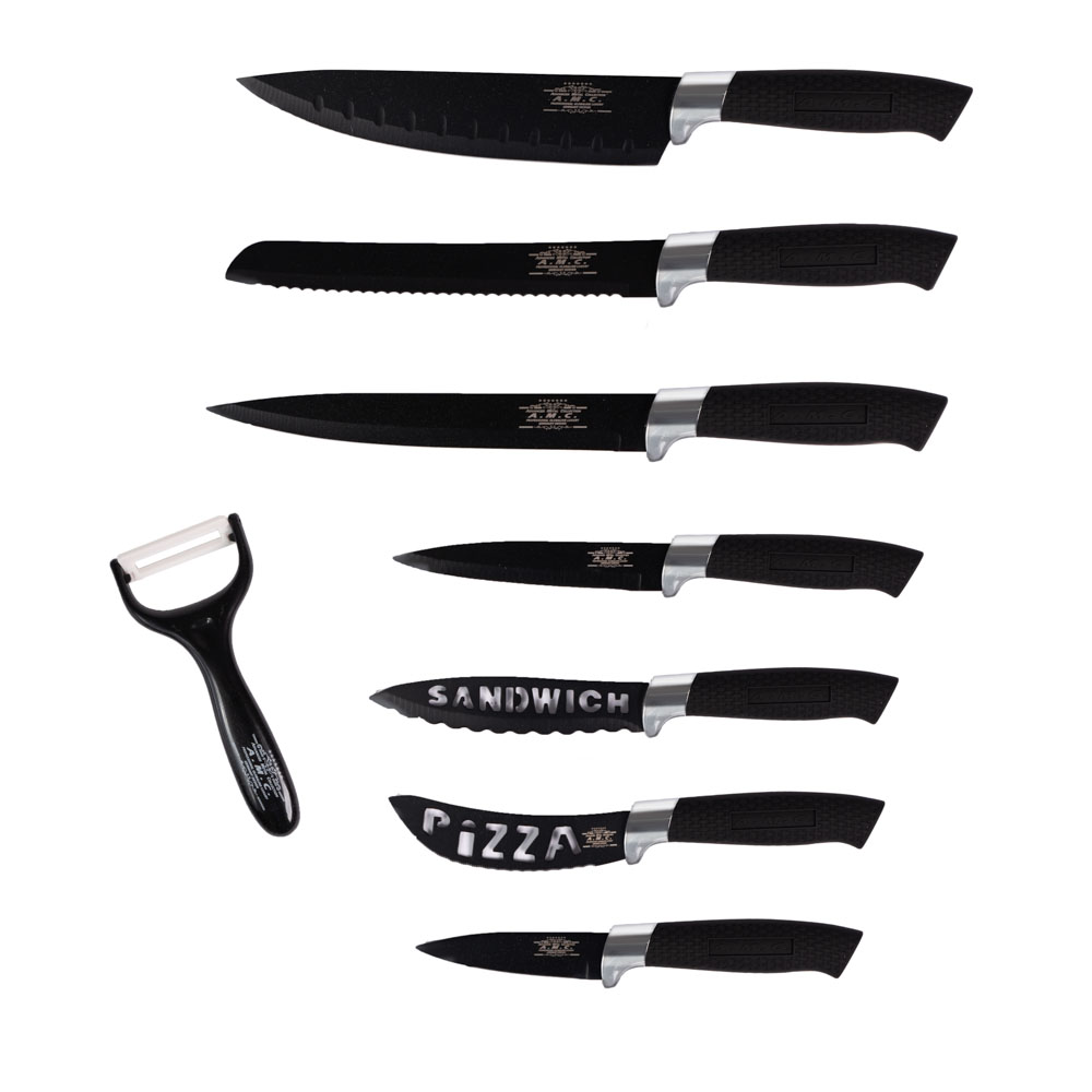 Set di coltelli piu' pelapatate colore nero 8 pezzi di alta qualita'