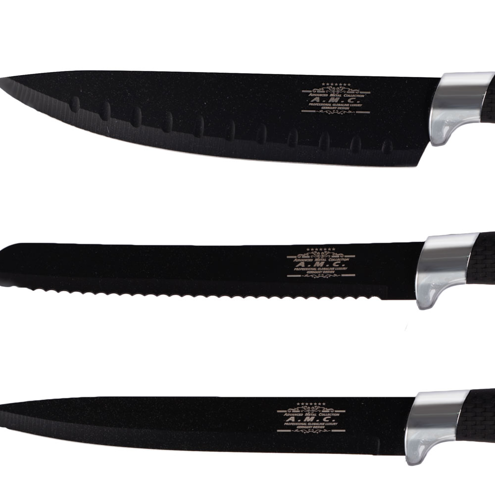 Set di coltelli piu' pelapatate colore nero 8 pezzi di alta qualita'