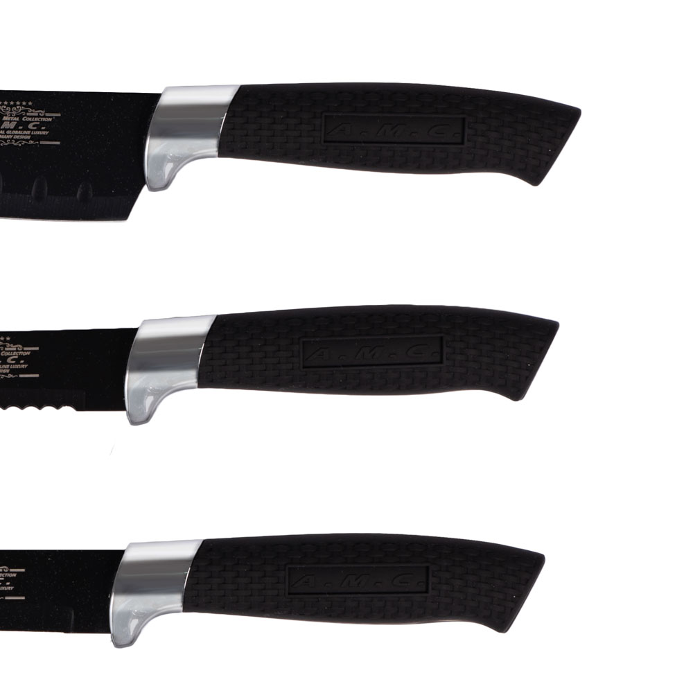 Set di coltelli piu' pelapatate colore nero 8 pezzi di alta qualita'