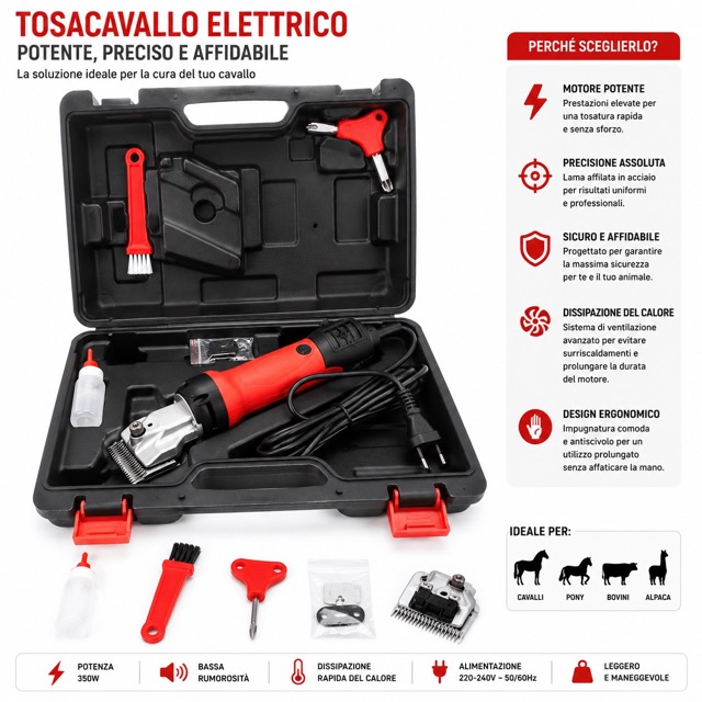 Tosatrice per Cavalli, Tosatrice Professionale per Cavalli e Pecore 350W