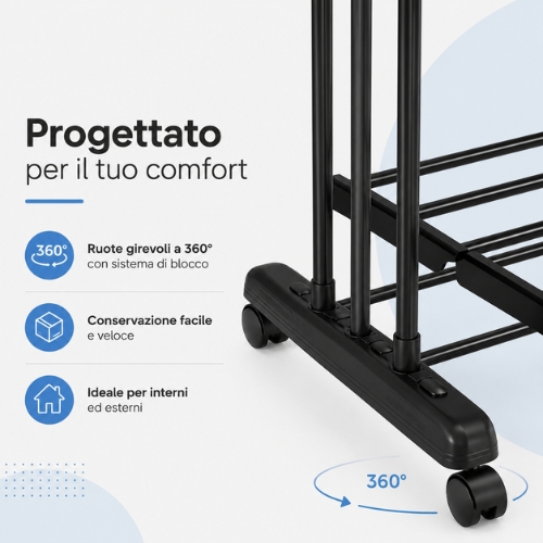 Stendino 4 Livelli Stendibiancheria Verticale Allungabile con Ruote Stendipanni 