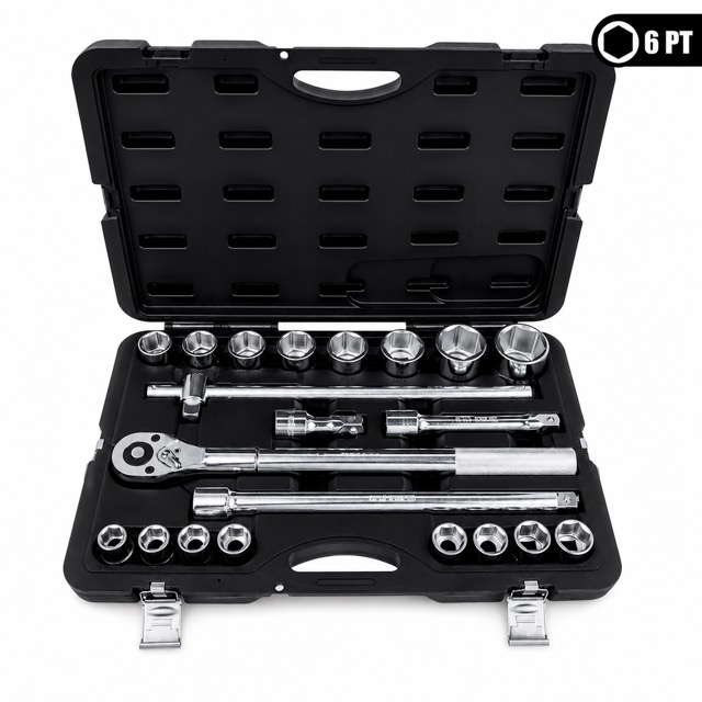Set Bussole 21 Pezzi 3/4 6 Punte Professionale, Chiavi a Bussola in Acciaio