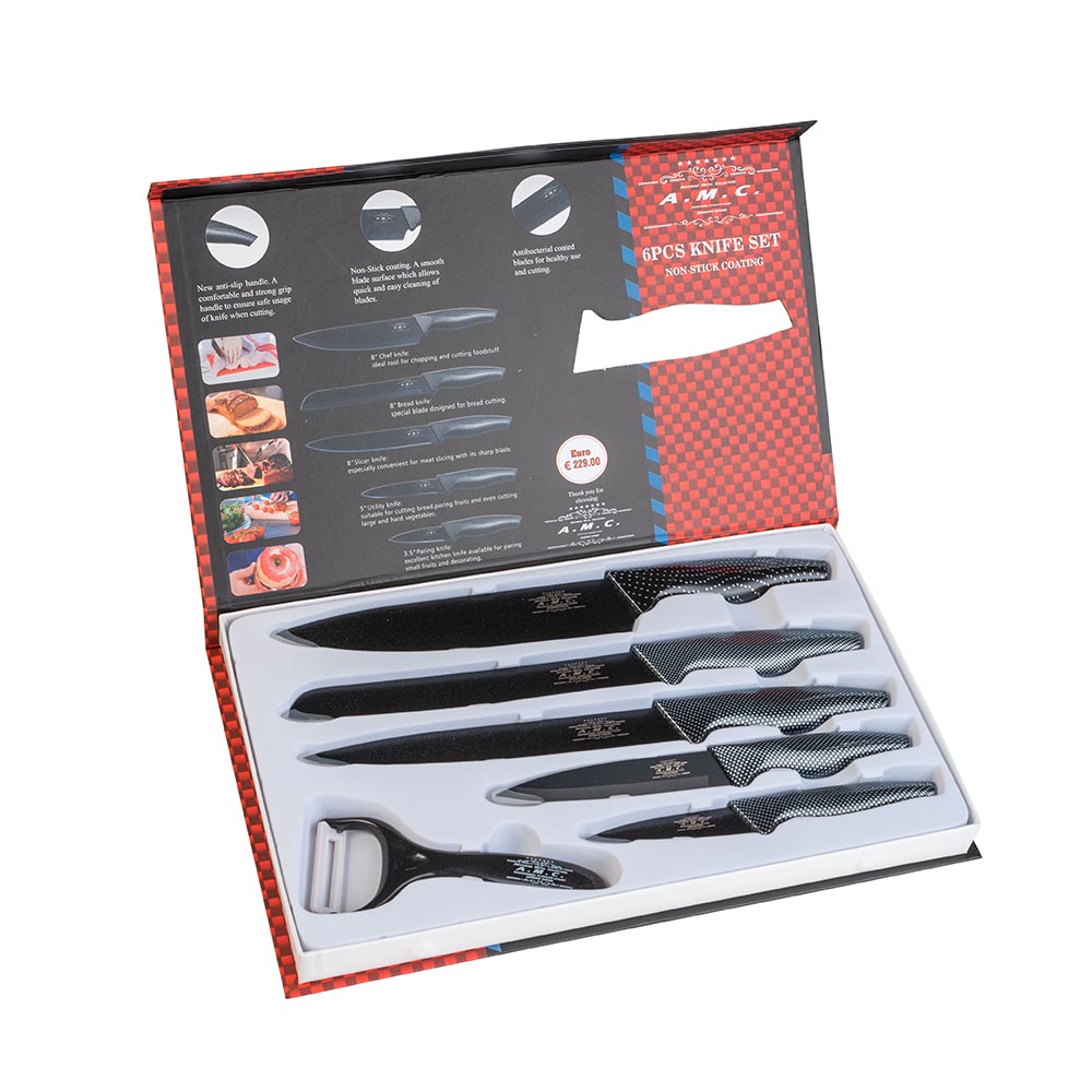 Set di coltelli piu' pelapatate colore carbon 6 pezzi di alta qualita'