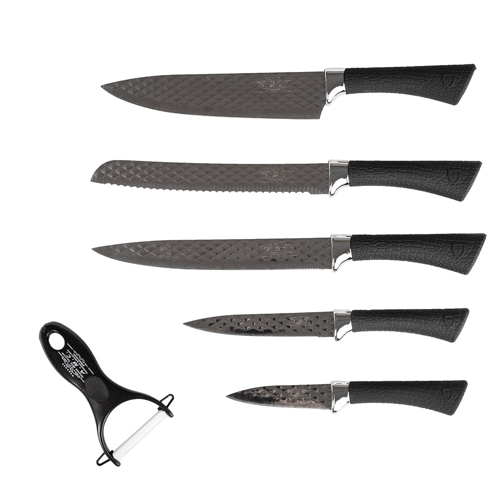 Set di coltelli piu' pelapatate stile moderno 6 pezzi di alta qualita'.