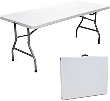 Tavolo pieghevole con struttura in metallo verniciato e piano robusto