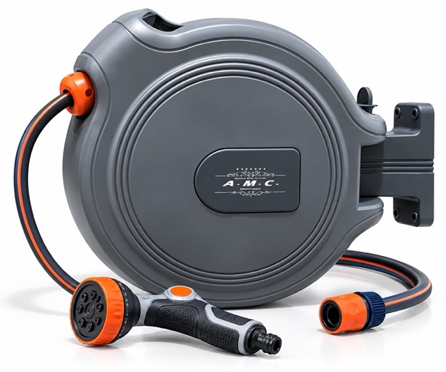 Avvolgitubo Automatico da Parete 25MT Tubo in PVC Staffa a Muro rotabile a 180